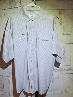 Poncho "The High Noon"Men’s Light Blue Check Short-Sleeve Button-Down Shirt